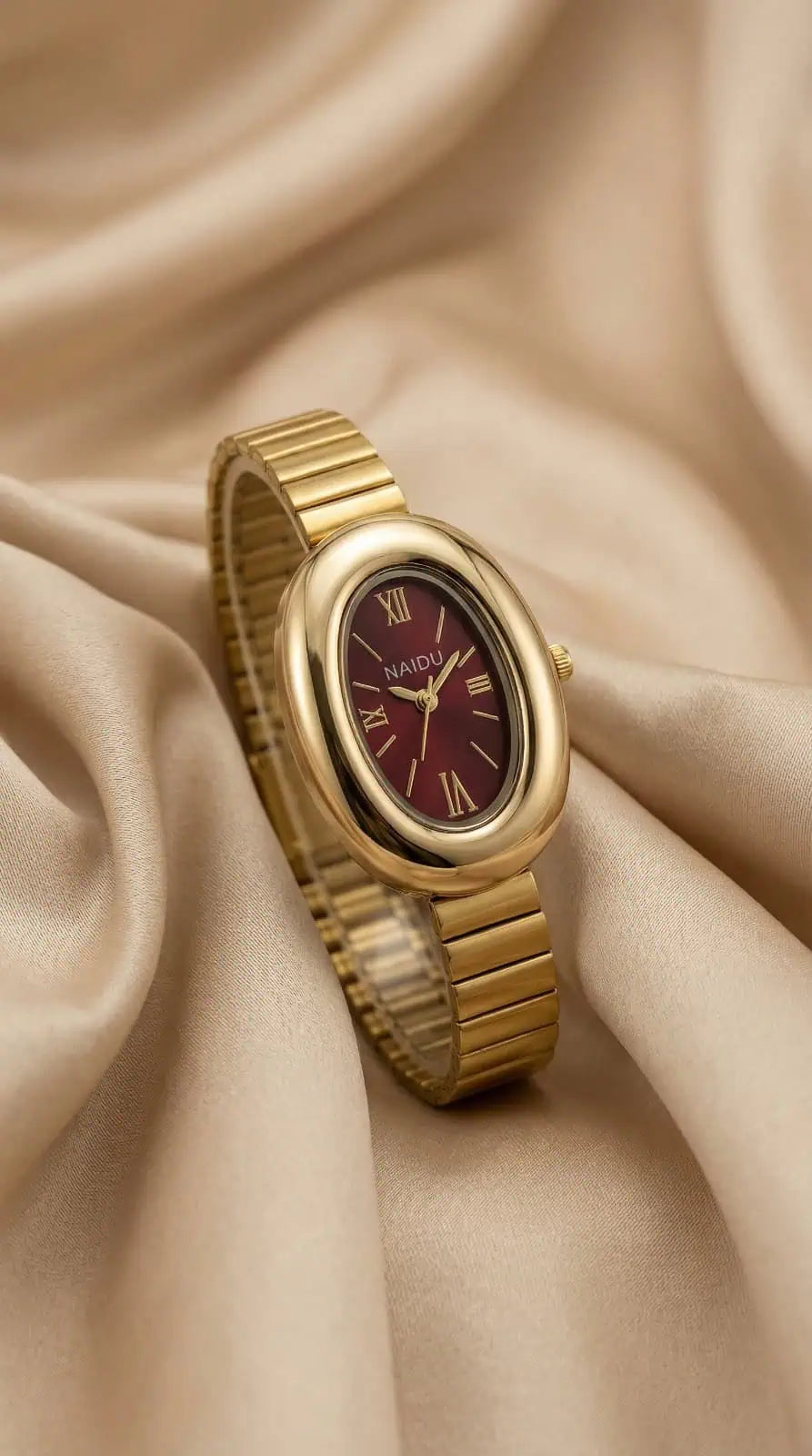 Naidu Classic Oval Women Watch - Red