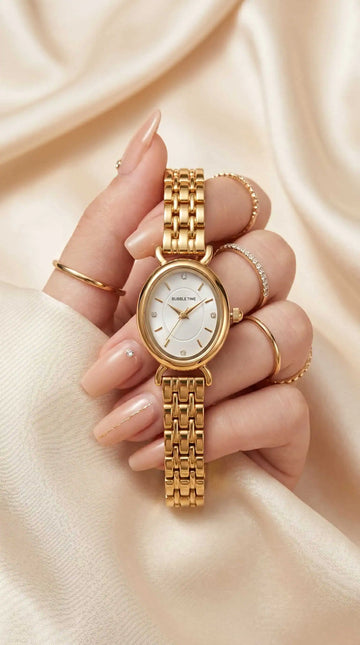 Bubble Time Aura Oval Women Watch - White Dial
