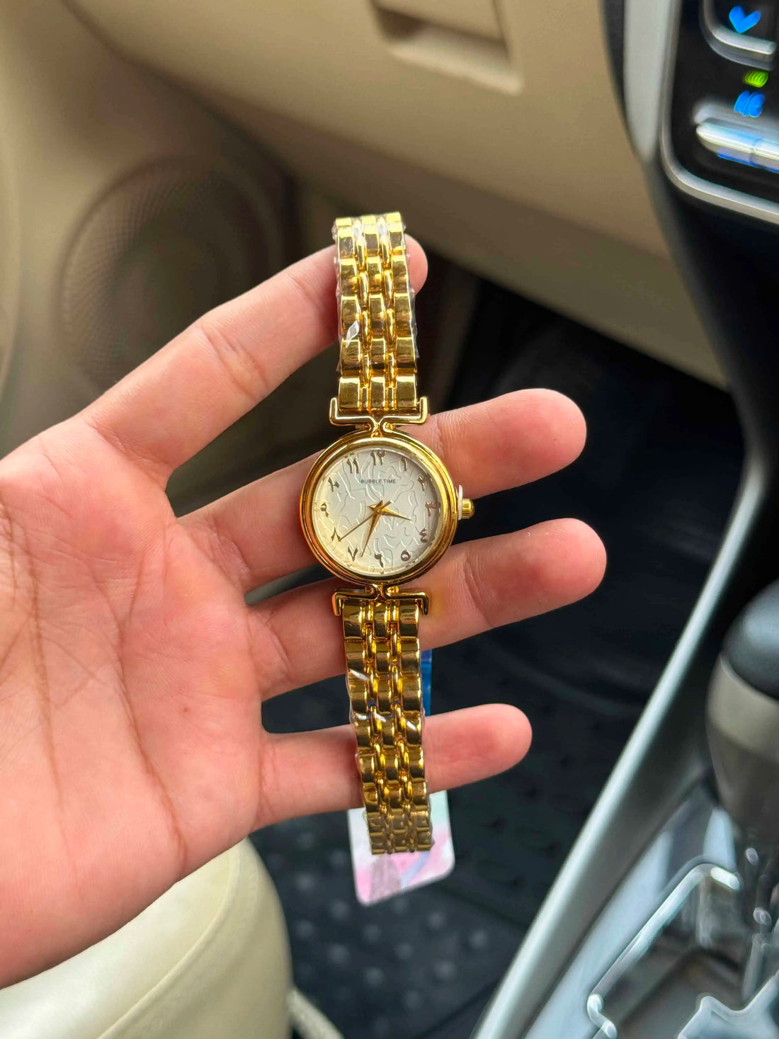 Bubble Time Arabic Women Watch - Golden White