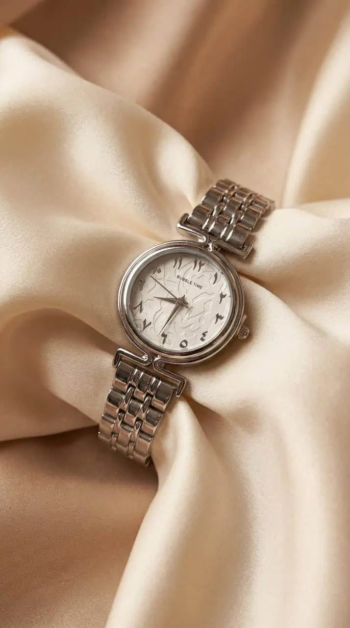 Bubble Time Arabic Women Watch - Silver