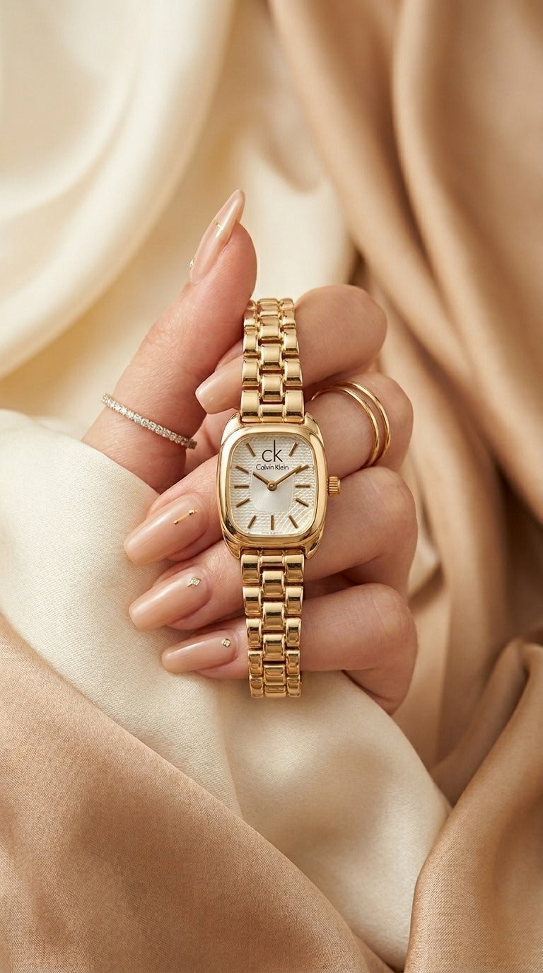 CK Square Golden Minimalist  Women Watch
