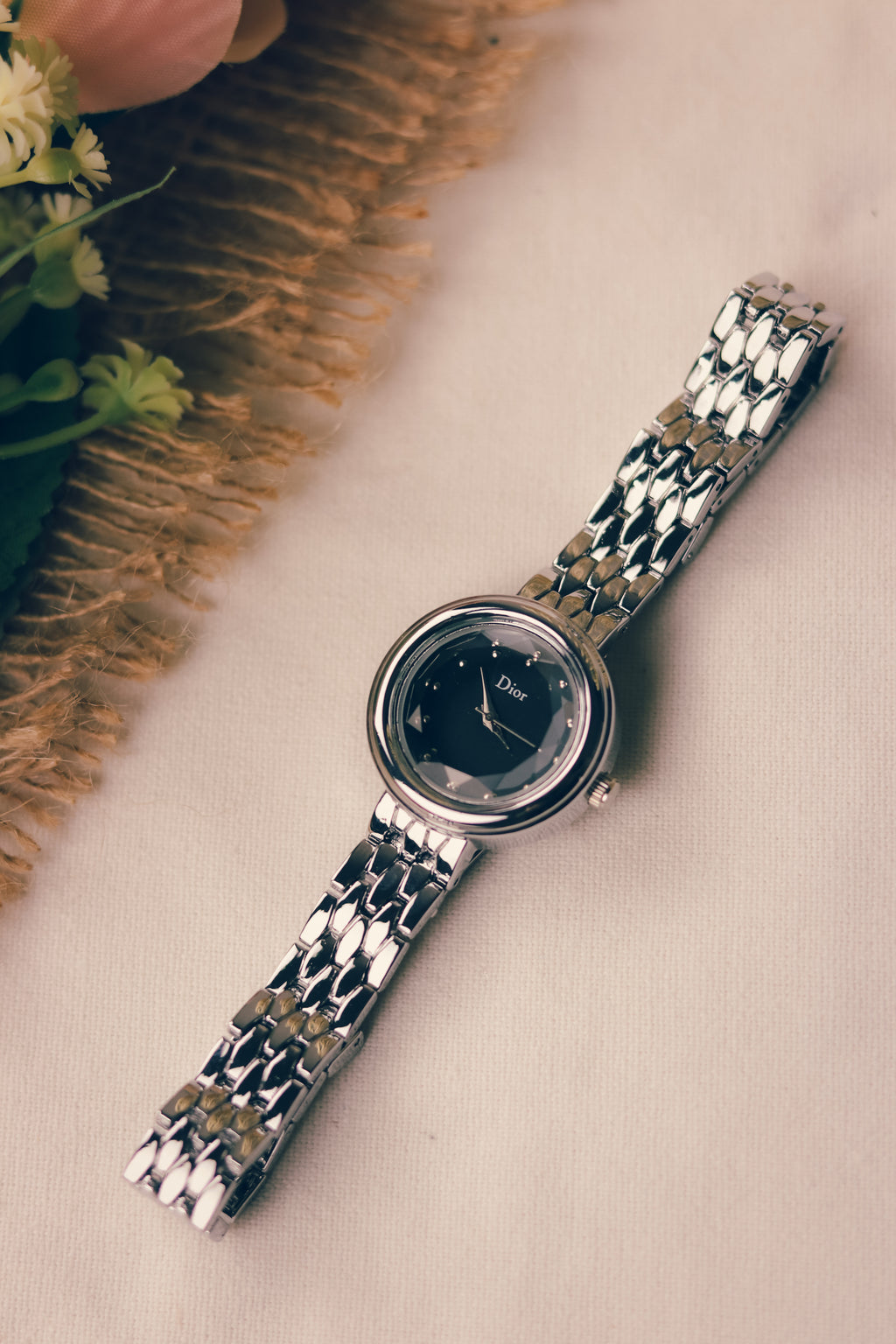 Dior Twinkle Silver Black Dial Women Watch