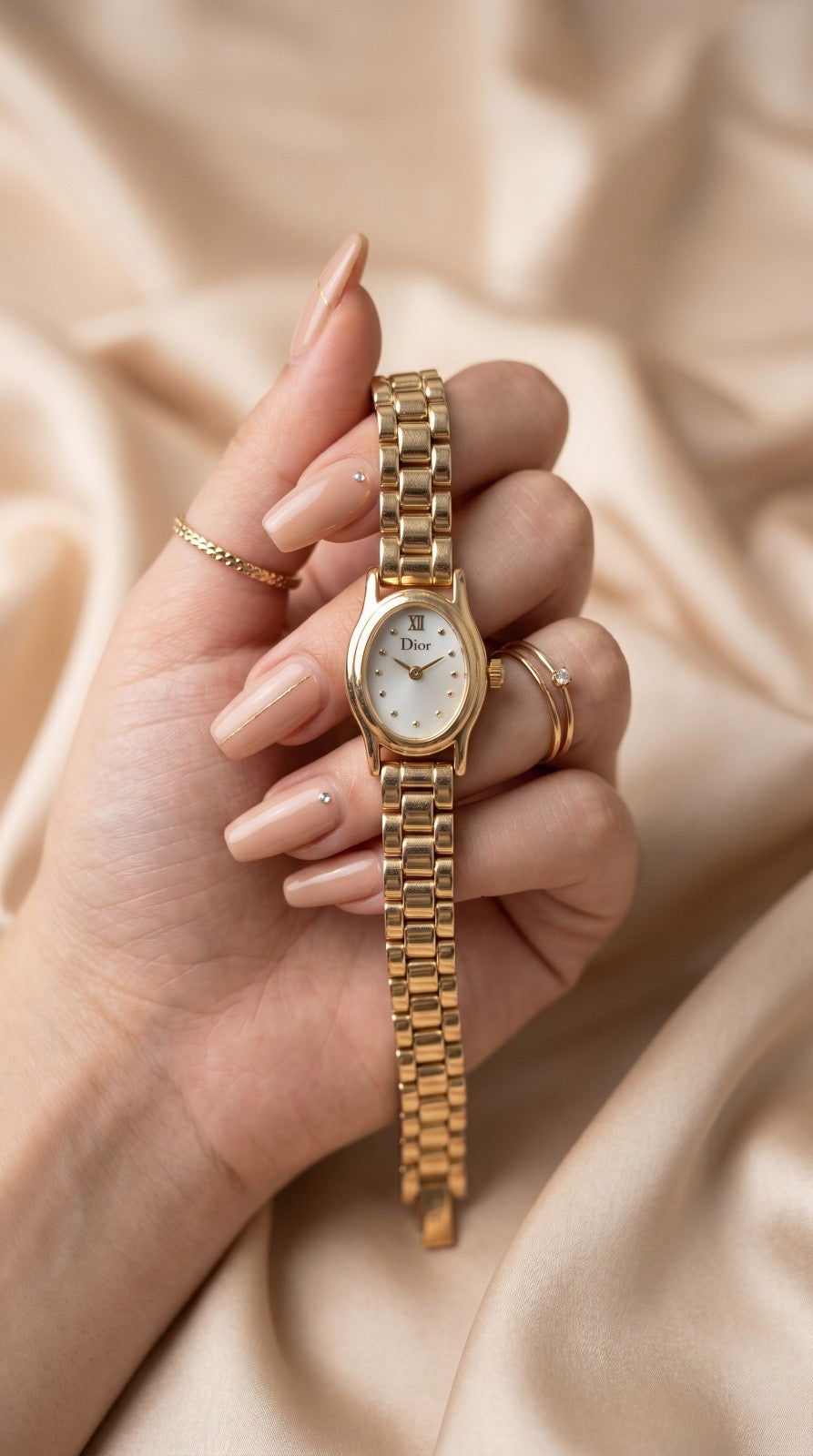 Dior Oval Dial Gold Plated Women Watch