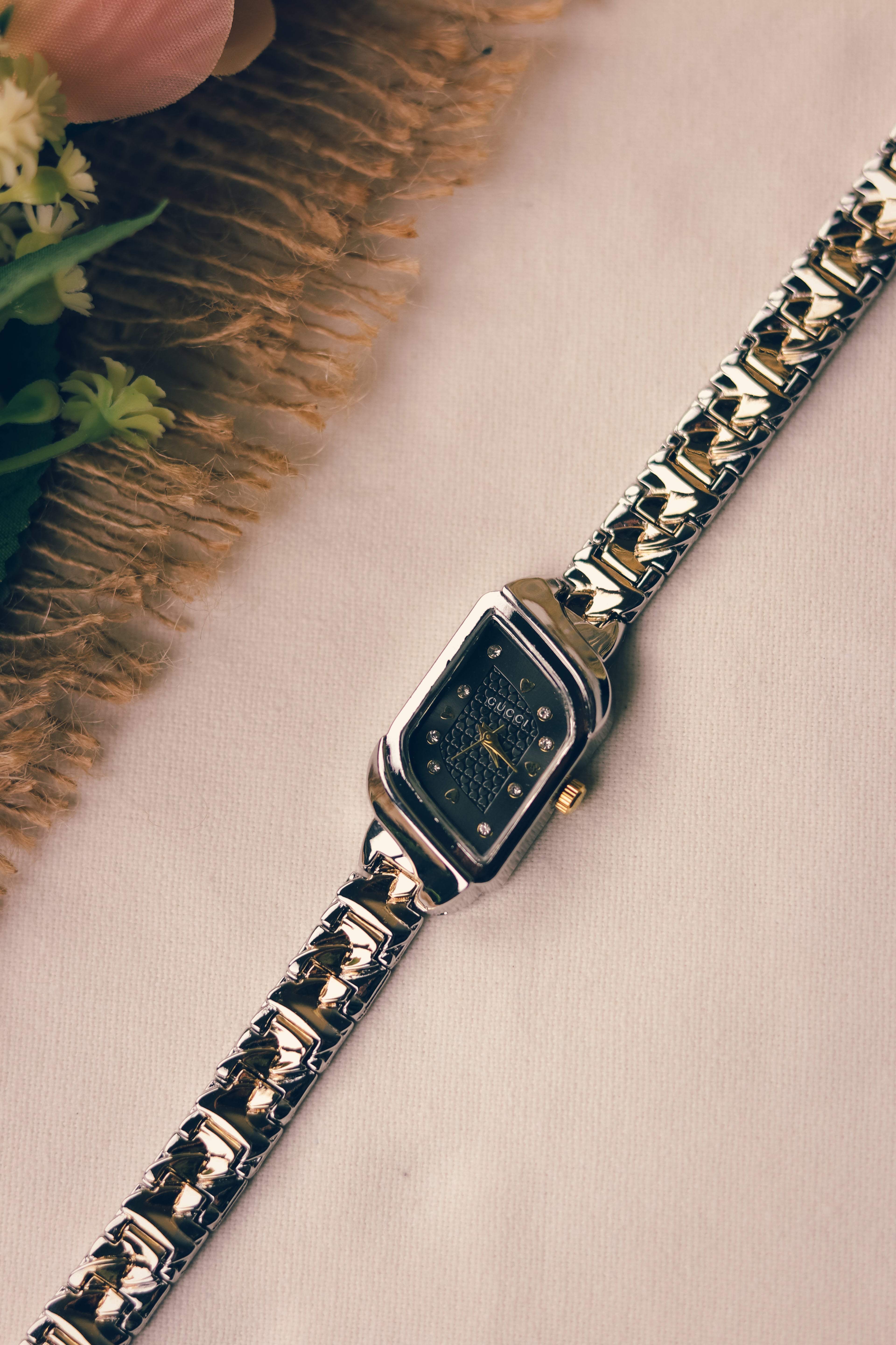 Gucci Whispering Golden Two Tone Black Dial Women Watch