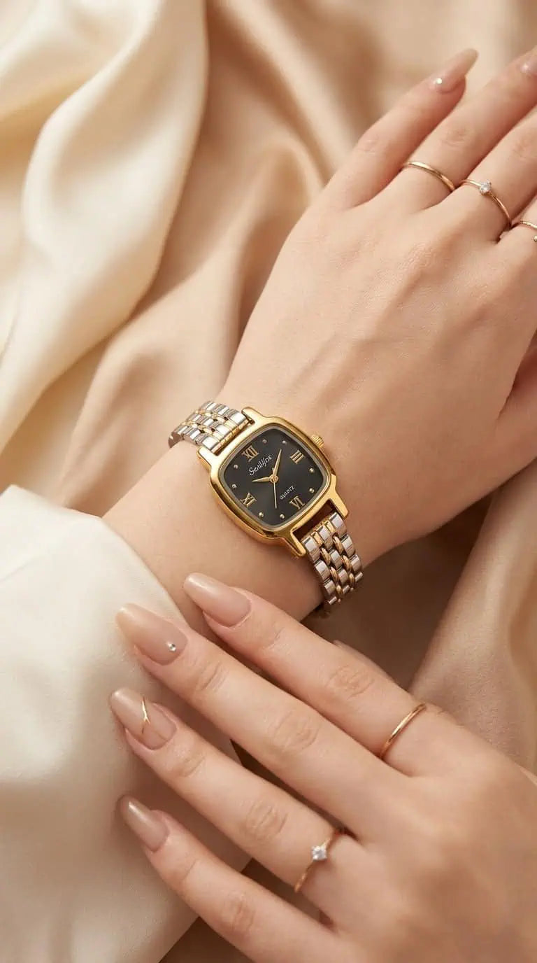 Sunlifex Empress Square Women Watch - Black Dial