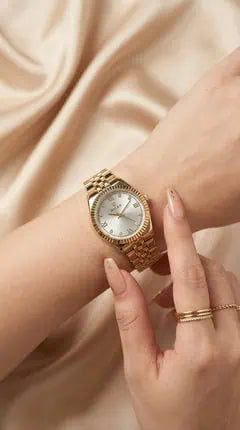 Rol-ex Jubilee Golden Women Watch - White Dial