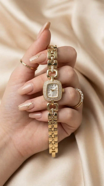 Rol-ex Opulence Golden Women Watch - White Dial