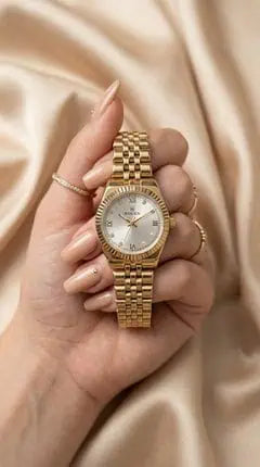 Rol-ex Jubilee Golden Women Watch - White Dial